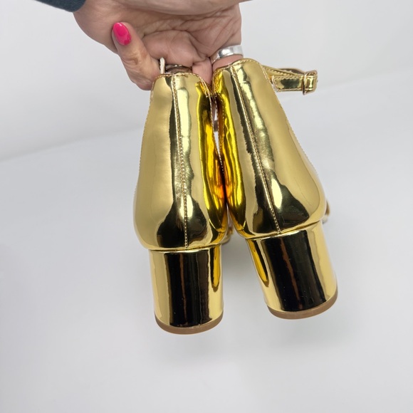 Steve Madden Irenee Metallic Gold 2-Inch Block Heel Ankle-Strap Sandals Size 9.5 - Picture 13 of 15